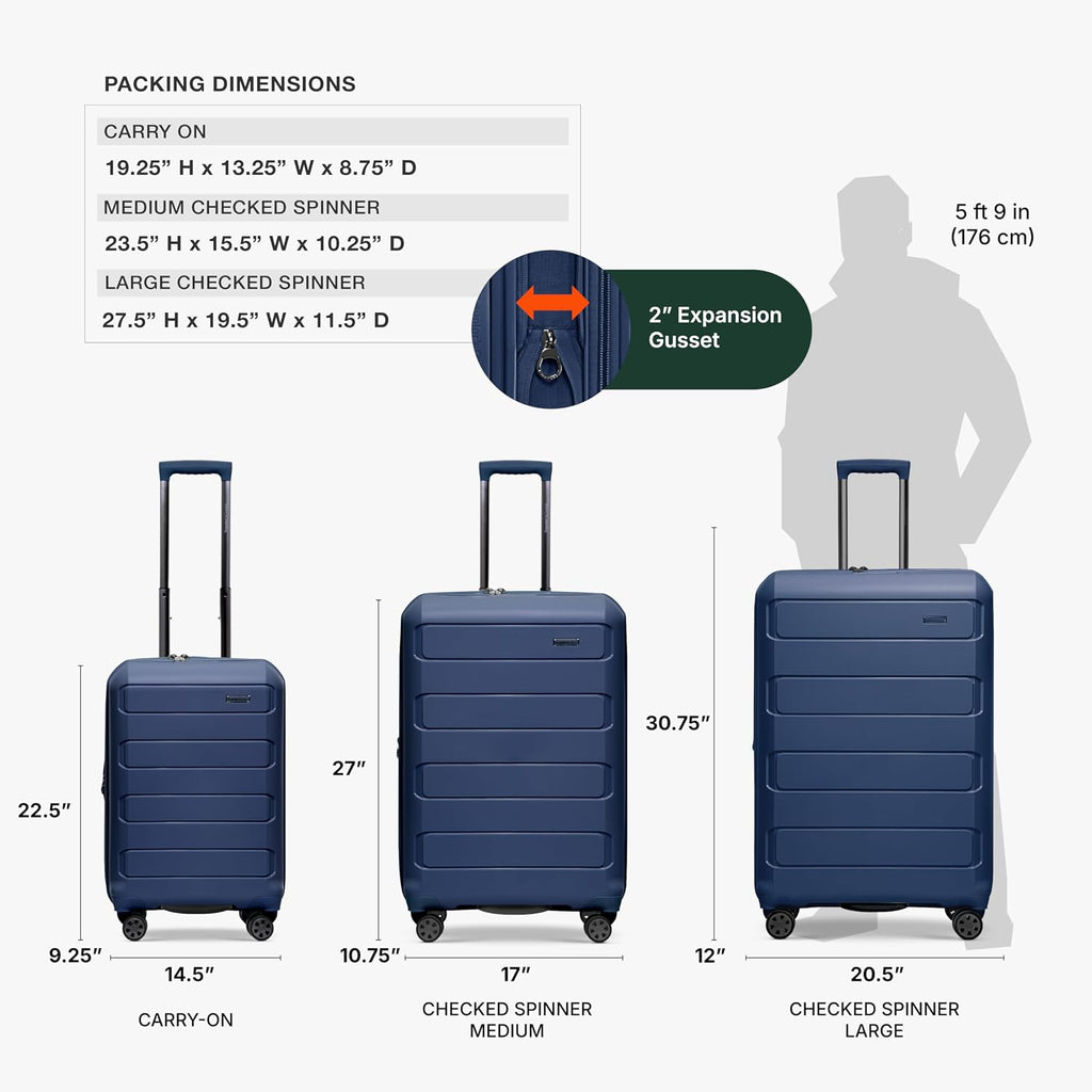 Traveler's Choice Pagosa Hardshell Expandable Luggage with Spinner Wheels, Navy, 22-Inch Carry-on