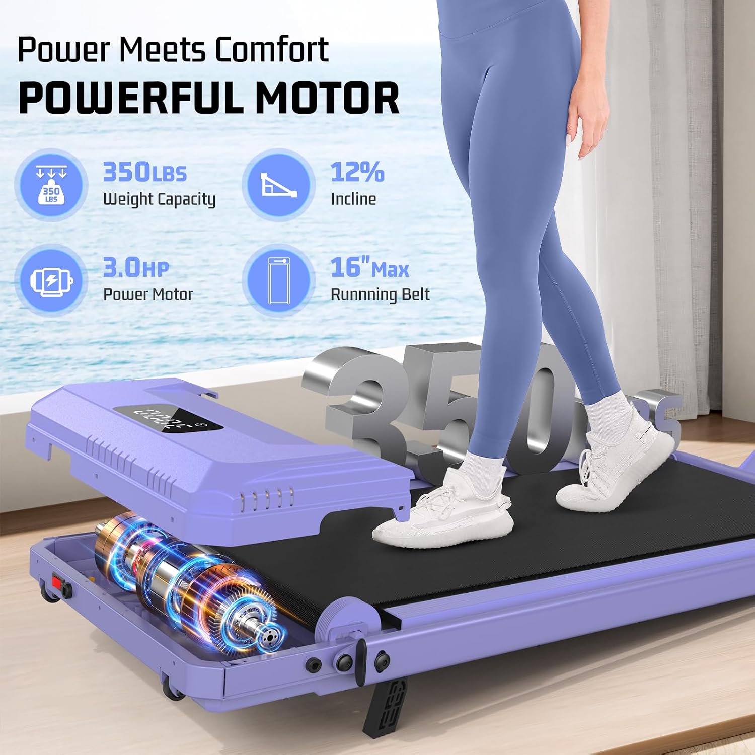 FUNMILY Walking Pad Treadmill with Incline, Foldable Treadmills for Home Office, Portable Walking Pad 300lbs Capacity, Remote Control, Led Touch Screen, 2s Folding Treadmill