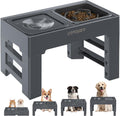URPOWER 2-in-1 Elevated Slow Feeder Dog Bowls with No-Spill Water Bowl, 4 Height-Adjustable Raised Dog Bowls, Non-Slip Food and Water Bowls with Stand for Small, Medium, Large Dogs, Cats and Pets