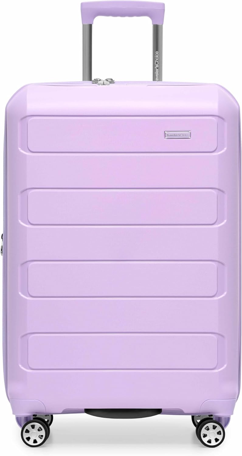 Traveler's Choice Pagosa Hardshell Expandable Luggage with Spinner Wheels, Lavender, 27-Inch Medium