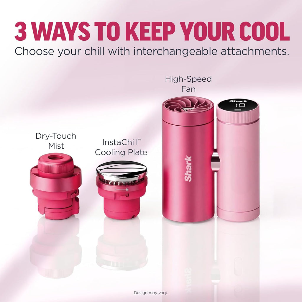 Shark ChillPill – The Only 3-in-1 Personal Cooling System with Fan, InstaChill Cooling Plate & Dry-Touch Mist – Portable, Handheld, Drops Skin Temp Up to 16°F, 10 Speeds, Dragon Fruit, FA022PK