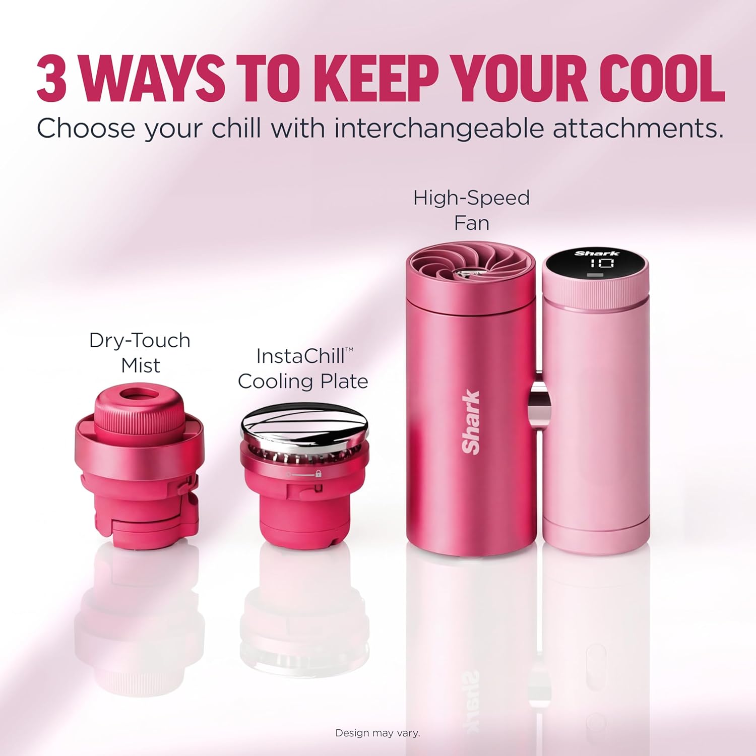 Shark ChillPill – The Only 3-in-1 Personal Cooling System with Fan, InstaChill Cooling Plate & Dry-Touch Mist – Portable, Handheld, Drops Skin Temp Up to 16°F, 10 Speeds, Dragon Fruit, FA022PK
