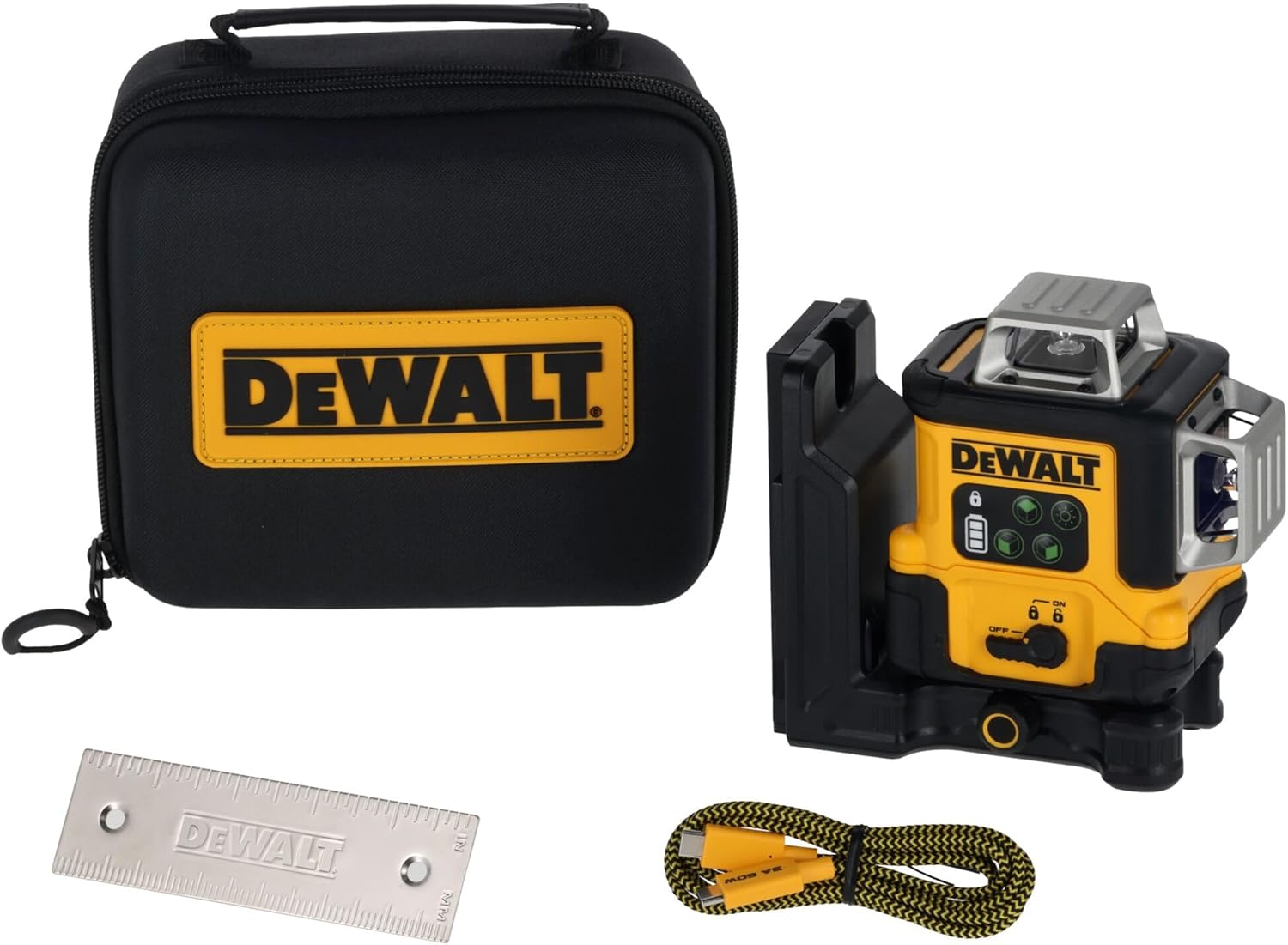 DEWALT Laser Level 360 Self Leveling, USB-C Rechargeable 3x360 Green Line Laser Leveler Tool, Fast Charging, 9 Hrs of Runtime, 1/8 inch Accuracy (DCLE14361GB)