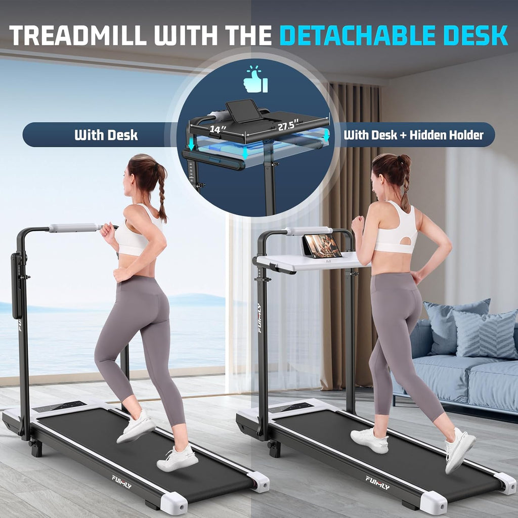 FUNMILY Walking Pad Treadmill with Incline, Foldable Treadmills for Home Office, Portable Walking Pad 300lbs Capacity, Remote Control, Led Touch Screen, 2s Folding Treadmill