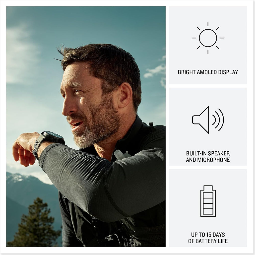 Garmin fēnix® 8 Pro, 47mm, AMOLED Display, Premium Connected Multisport GPS Smartwatch, inReach® Technology, Sapphire, Titanium with Graphite/Black Silicone Band