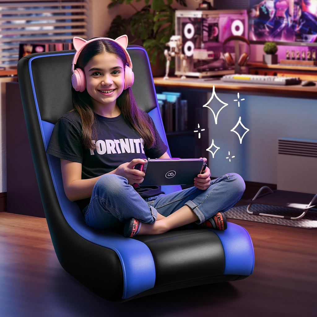 GTPLAYER Floor Rocker Gaming Chair – Adjustable Angle Limiter, Ultra Lightweight Ergonomic Floor Rocking Game Seat for Gaming and Lounging, Blue