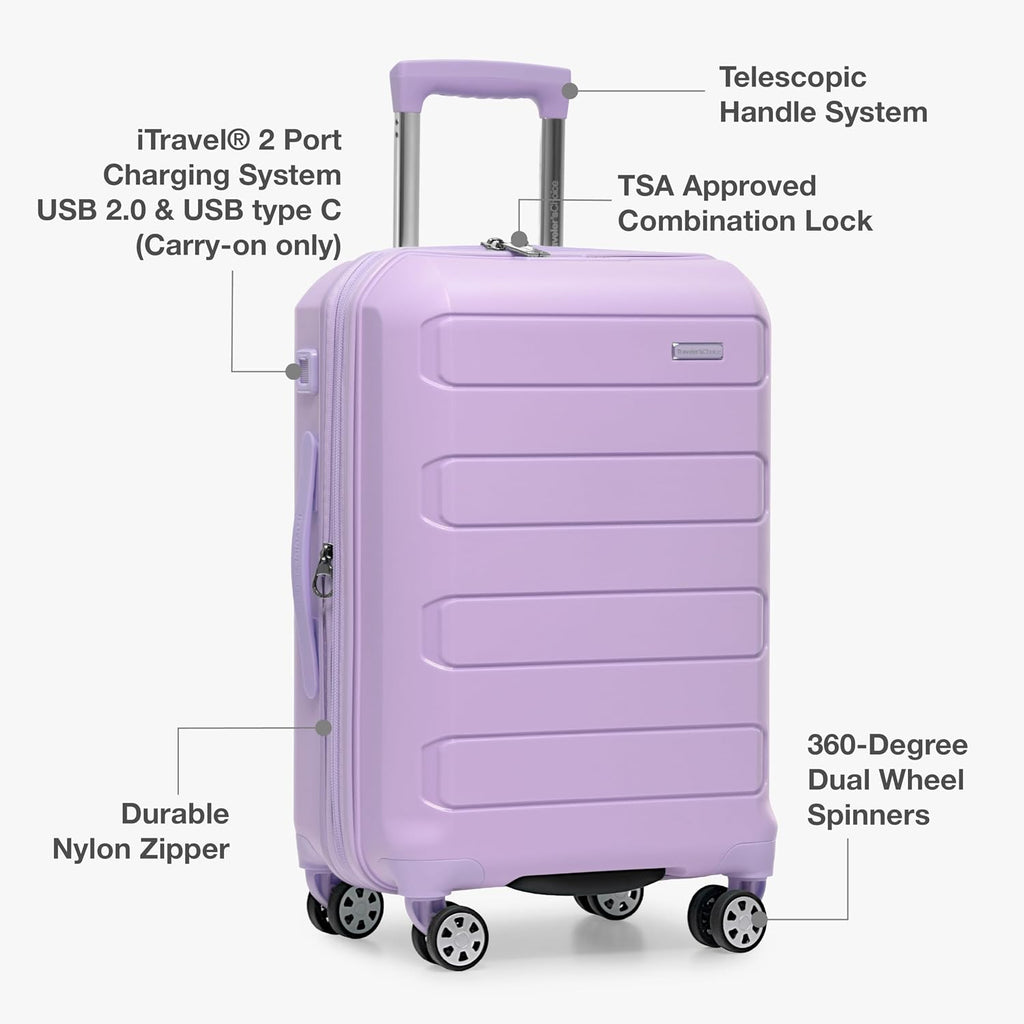 Traveler's Choice Pagosa Hardshell Expandable Luggage with Spinner Wheels, Lavender, 27-Inch Medium
