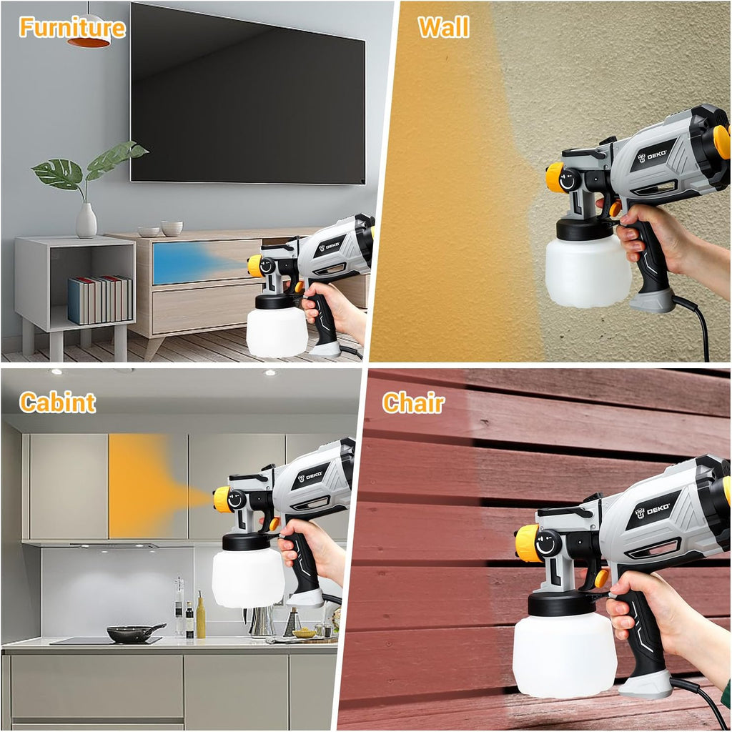Paint Sprayer, 1000W HVLP High Power Spray Paint Gun with 1200ml High Capacity Container, 4 Nozzles and 3 Patterns, Easy to Clean, for Furniture, Cabinets, Fence, Walls, Door, Garden Chairs