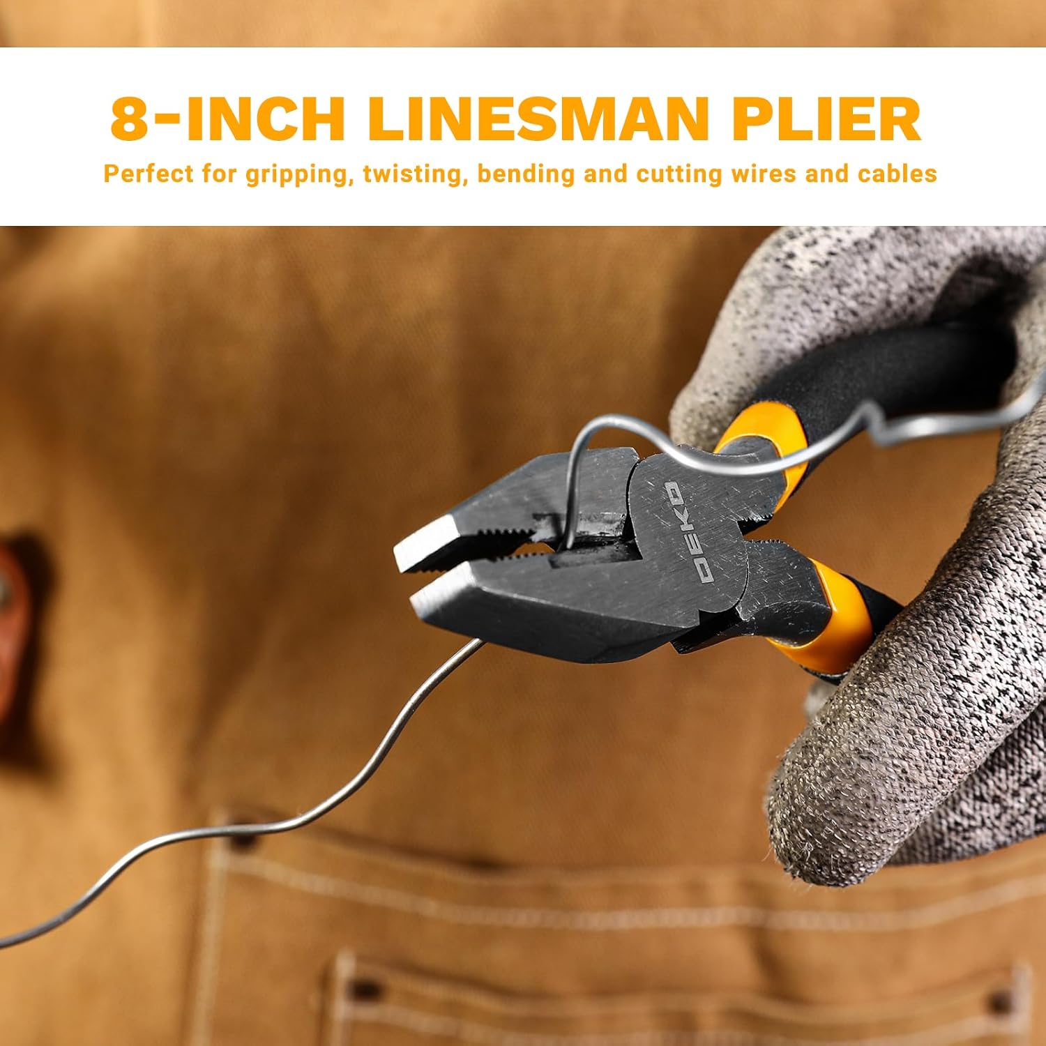 DEKOPRO 8-Piece Pliers Set, 8" & 10" Water Pump Plier, 6" & 8" Slip Joint, 8" Linesman, 6" Diagonal, 6" & 8" Long Nose Pliers with Storage Bag for Home Repair, Workshop & DIY Professional Use