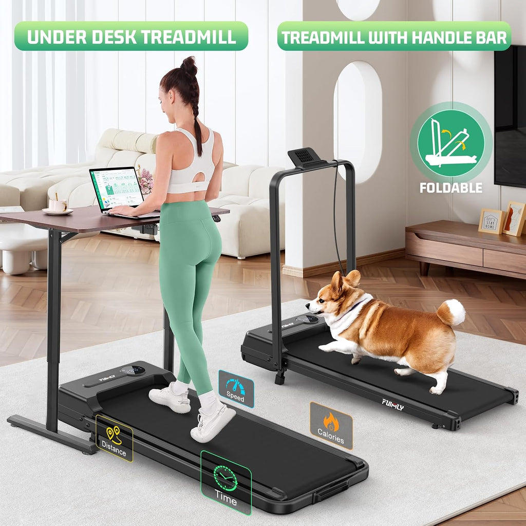 FUNMILY Walking Pad Treadmill with Incline, Foldable Treadmills for Home Office, Portable Walking Pad 300lbs Capacity, Remote Control, Led Touch Screen, 2s Folding Treadmill