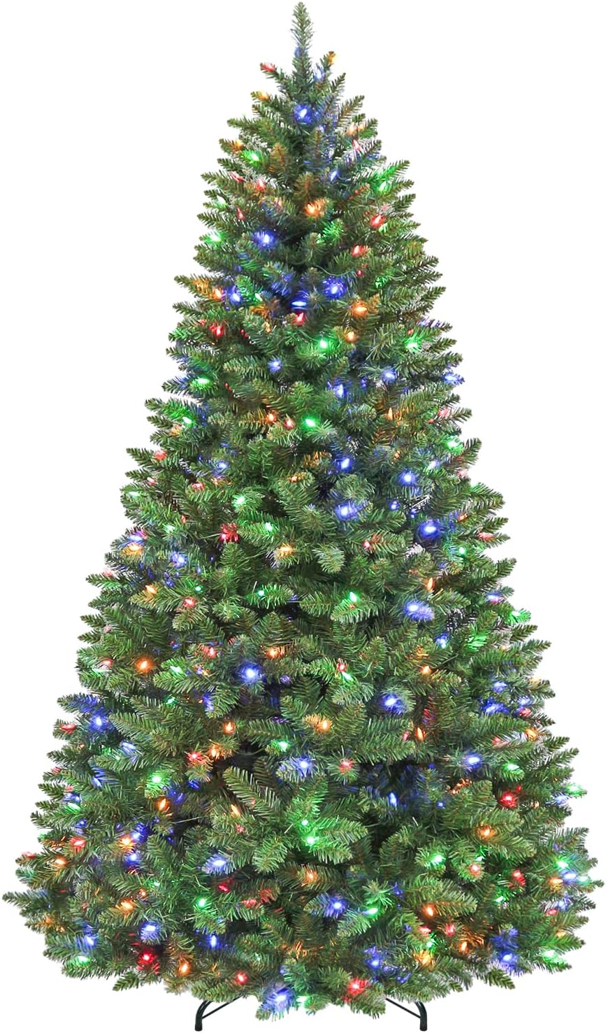 6 ft Lighted Christmas Tree with 250 Color Changing LED Lights, 1032 Branch Tips, Easy Assembly with Metal Base and Hinged Branches for Indoor Holiday, 10 Modes
