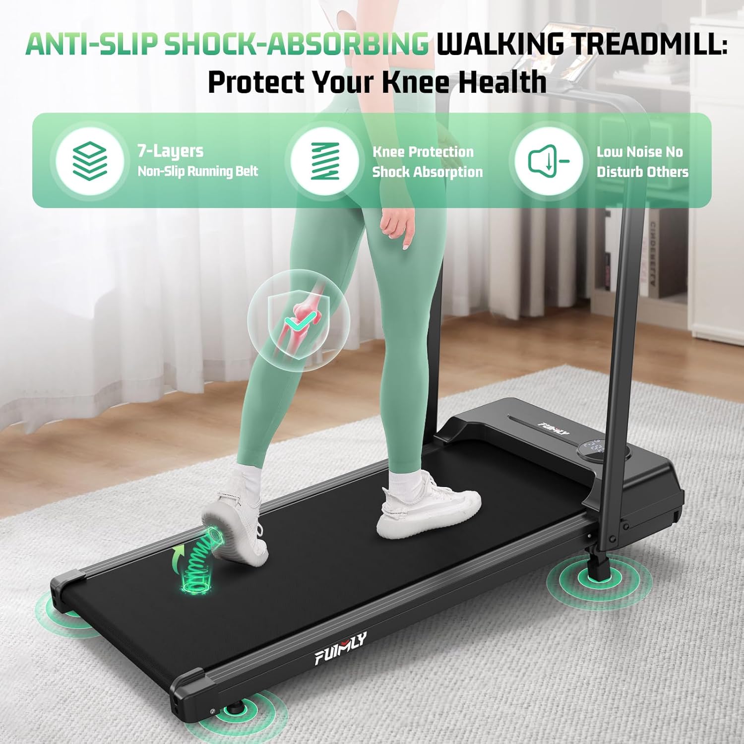 FUNMILY Walking Pad Treadmill with Incline, Foldable Treadmills for Home Office, Portable Walking Pad 300lbs Capacity, Remote Control, Led Touch Screen, 2s Folding Treadmill