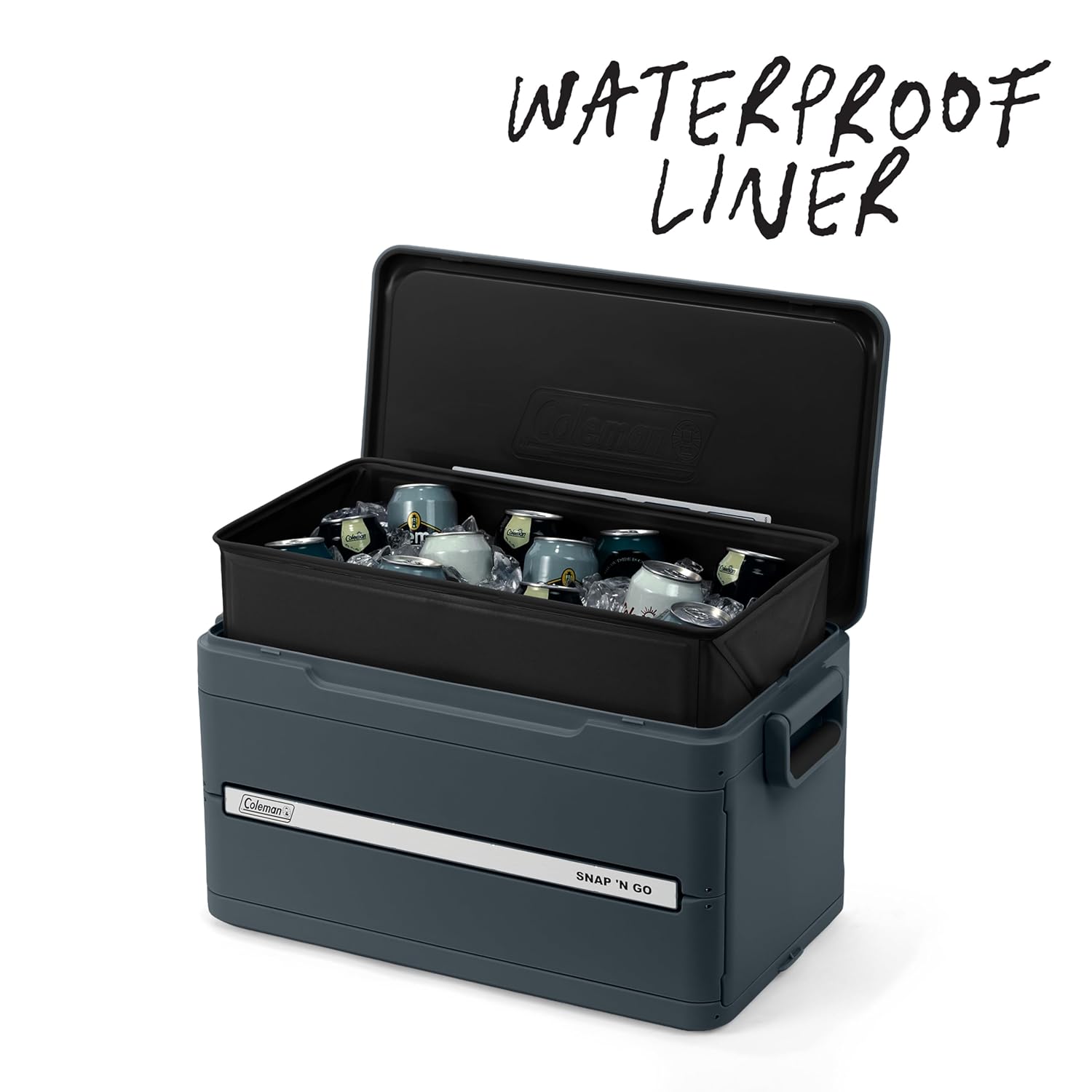 Coleman Snap 'N Go 45-Quart Collapsible Hard Cooler, Portable Hard-Sided Cooler with Waterproof Removable Liner, Space-Saving & Quick Set Up, 55 Hours Cold, Mussel Grey