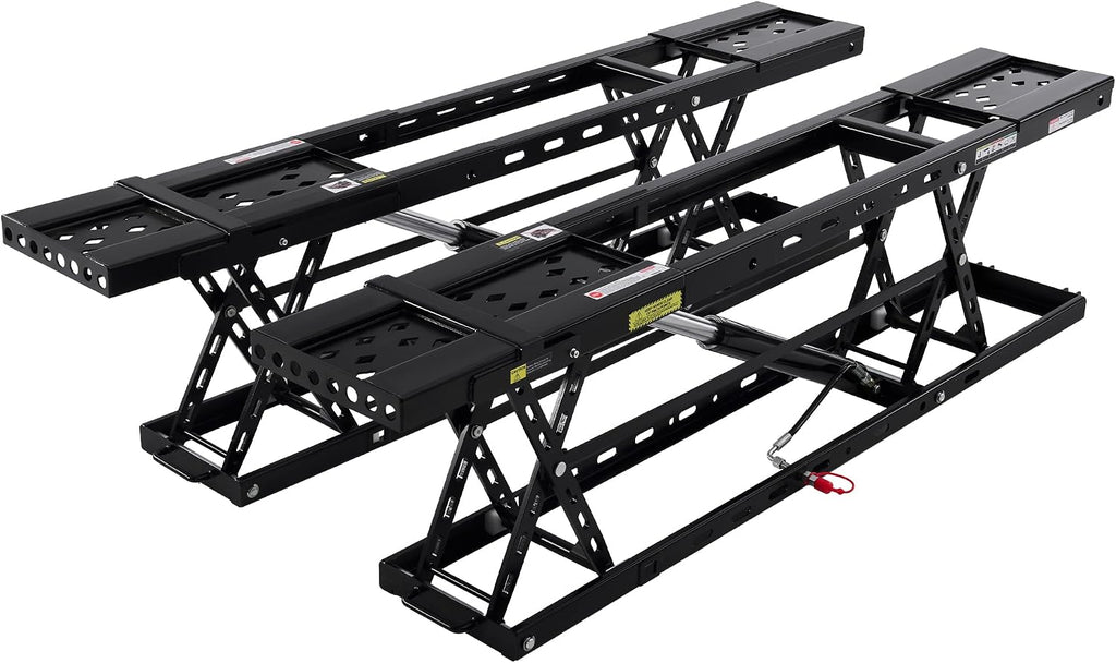 SPECRAFT 7000 LBS Portable Car Lift, Heavy-Duty Hydraulic Quick Jack with 25.4" Max Height, Multi-Safety Lock Bars & Wheels, Adjustable Scissor Lift for Cars, SUVs, Light Trucks, Garage Use, Black