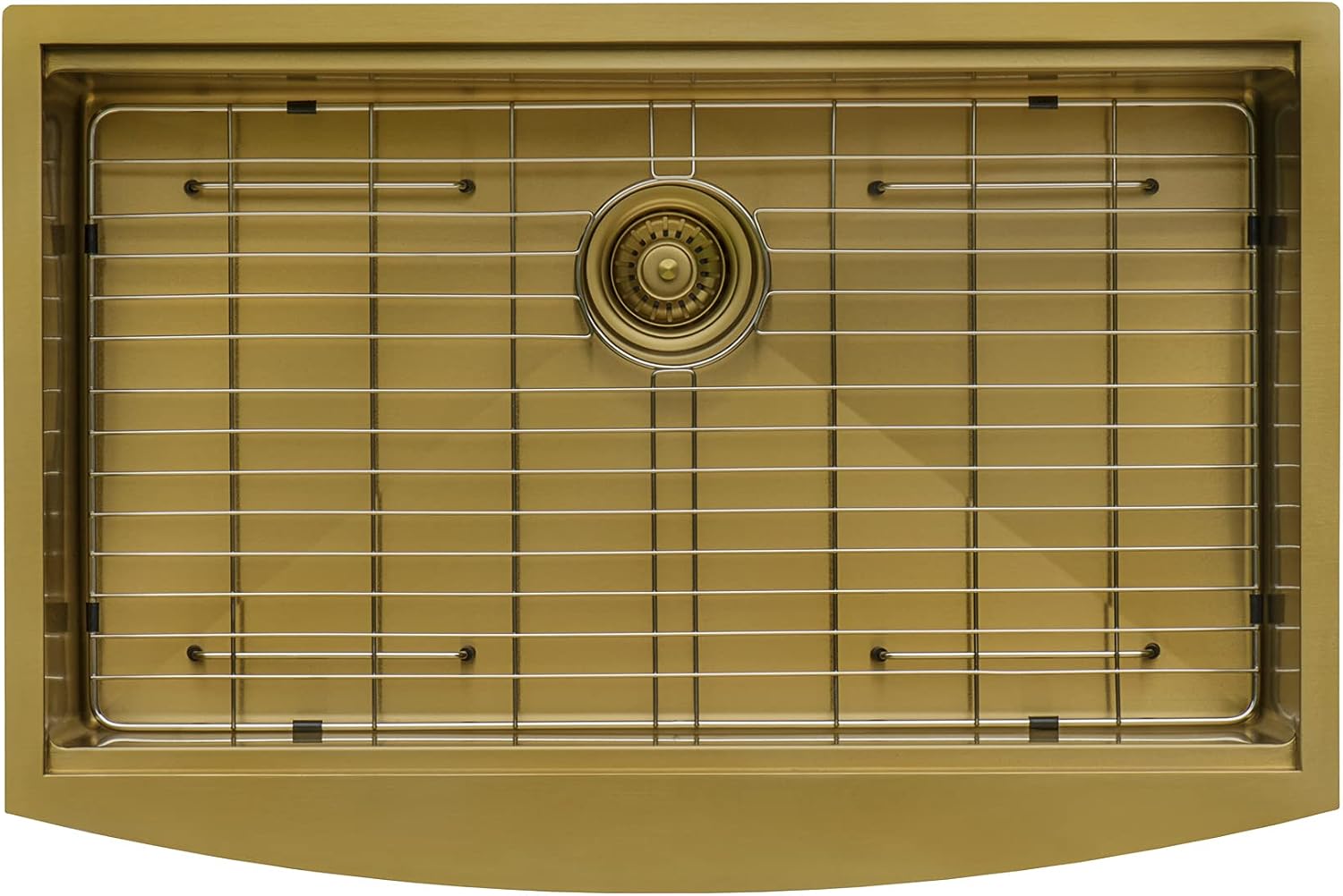 Ruvati 33-inch Matte Gold Workstation kitchen sink - Apron-Front Brass Tone Stainless Steel Kitchen Sink with Brushed Finish, Easy-to-Clean, Undermount Kitchen Sink - RVH9207GG