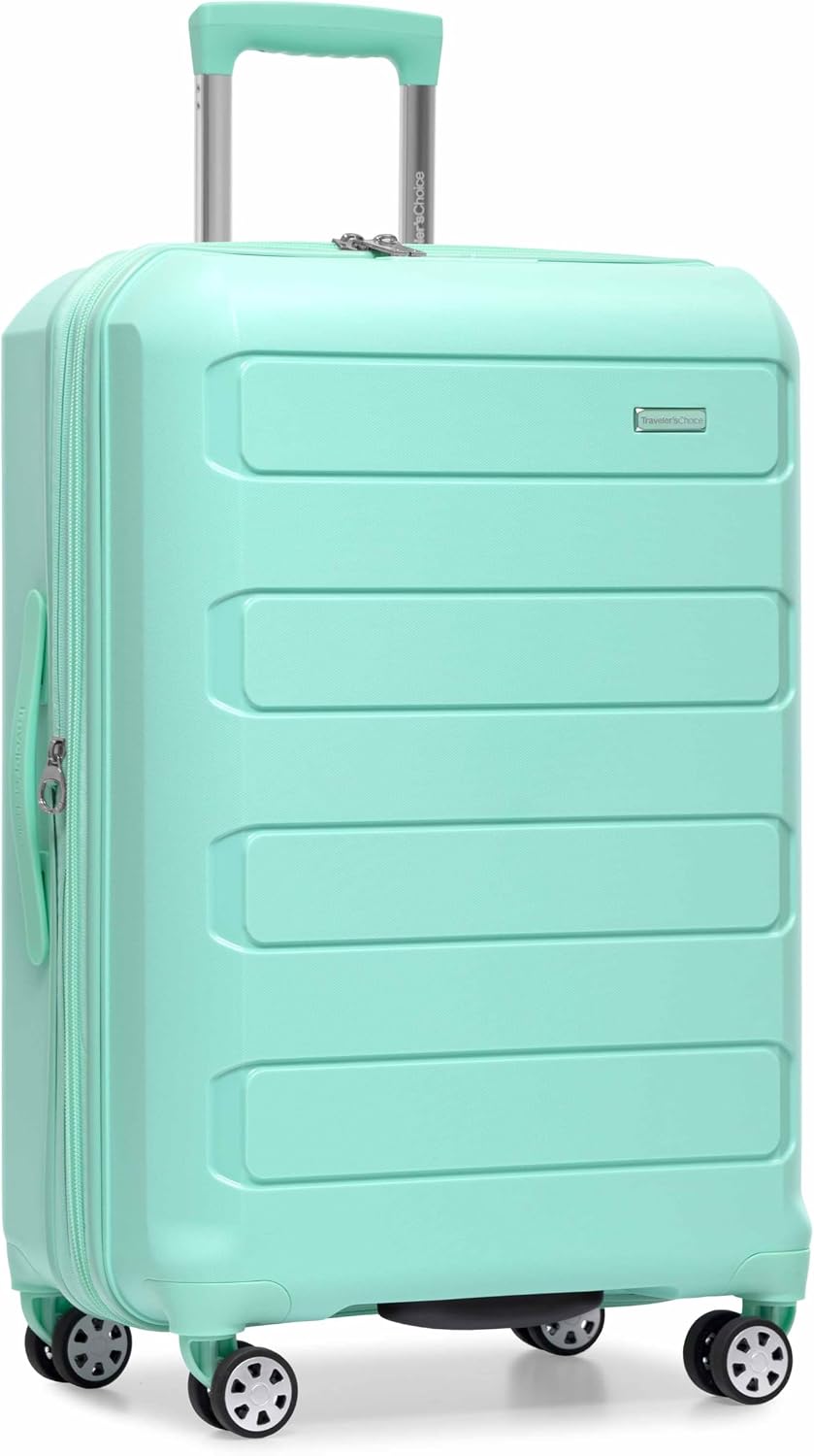 Traveler's Choice Pagosa Hardshell Expandable Luggage with Spinner Wheels, Mint, 27-Inch Medium