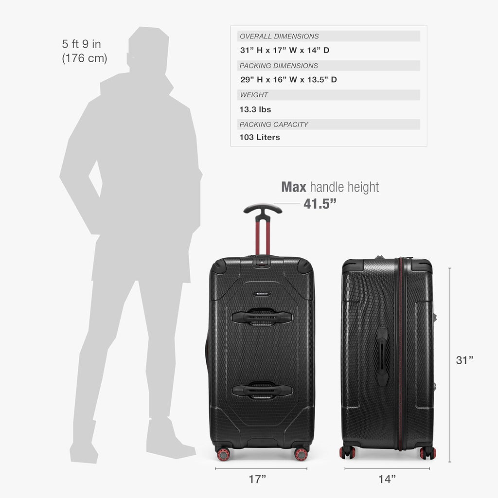Traveler's Choice Maxporter II Polycarbonate Hardside Trunk with Spinner Wheels, Black, 31-Inch Large Trunk | Luggage