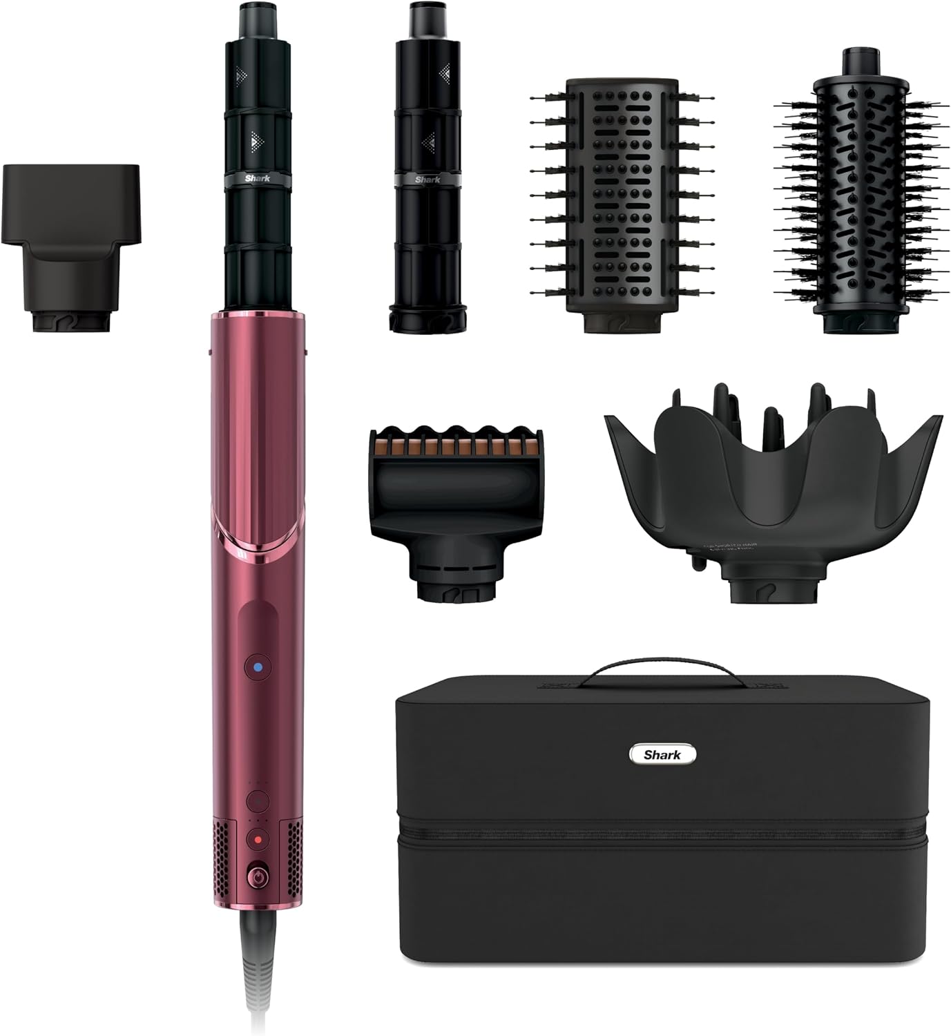 Shark FlexStyle | Air Multi-Styler & Drying System | Hair Dryer Brush for Blowouts with Coanda Auto- Wrap Curlers, Round & Paddle Brush, Diffuser & Concentrator Attachment | Black Cherry | HD457CR
