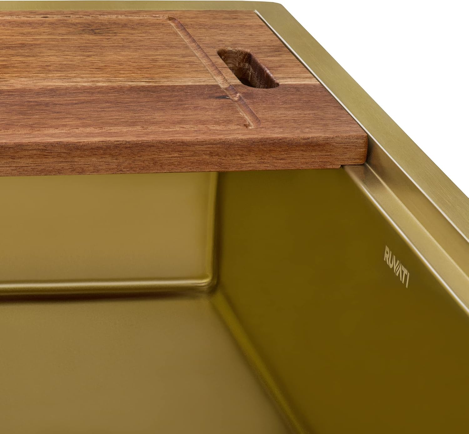 Ruvati 36-inch Matte Gold Workstation Apron-Front Brass Tone Stainless Steel Kitchen Sink - RVH9308GG