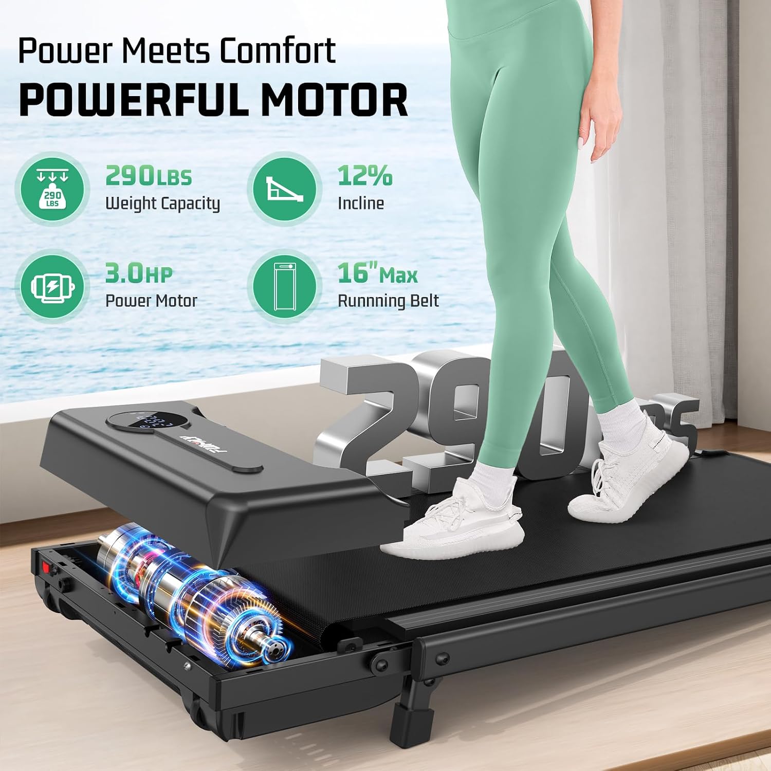 FUNMILY Walking Pad Treadmill with Incline, Foldable Treadmills for Home Office, Portable Walking Pad 300lbs Capacity, Remote Control, Led Touch Screen, 2s Folding Treadmill