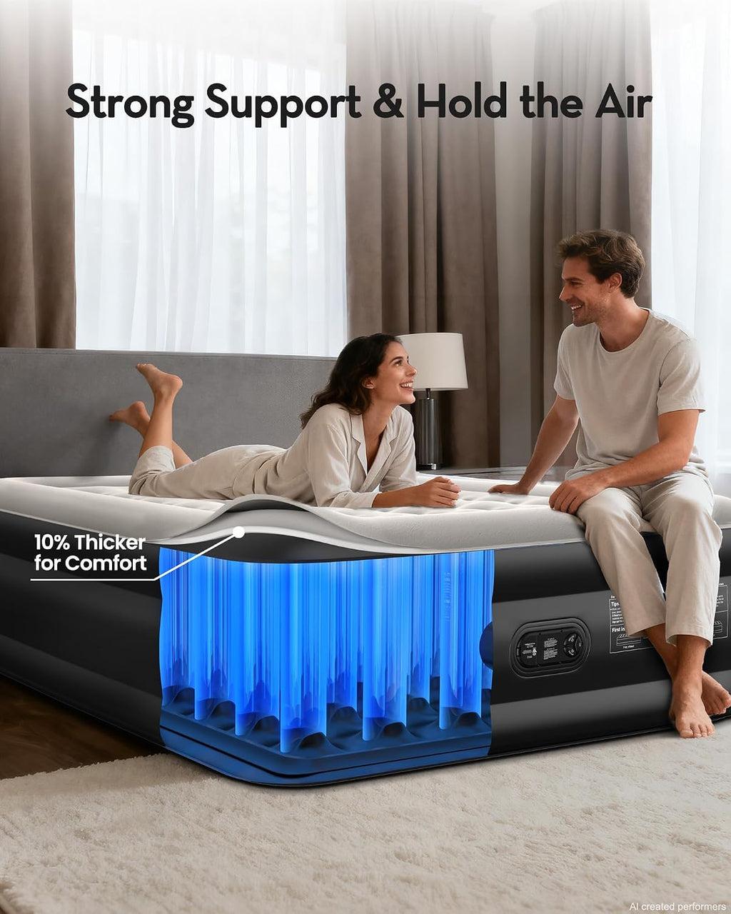OhGeni Air Mattress Full with Built in Pump, 20" Raised Inflatable Blow up Mattress, Family Choice Award Winner, Portable Foldable Bed with Upgraded Surface for Home & Camping, 600 lbs