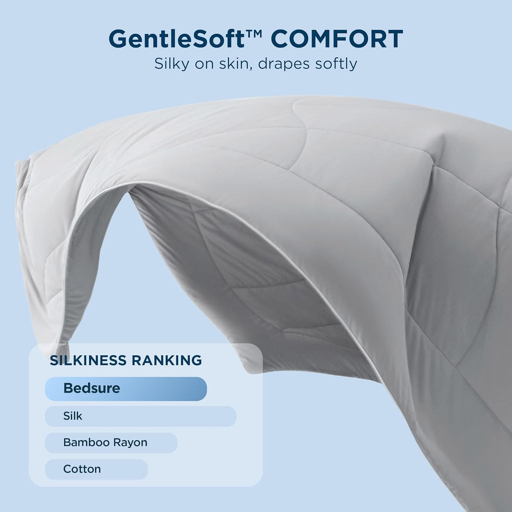 Bedsure Cooling Comforter Twin Size - GentleSoft Moisture Wicking Cooling Blanket for Hot Sleepers, Breathable Lightweight Duvet Insert, Dual-Sided Summer Blanket, Gray, 68x88 Inches