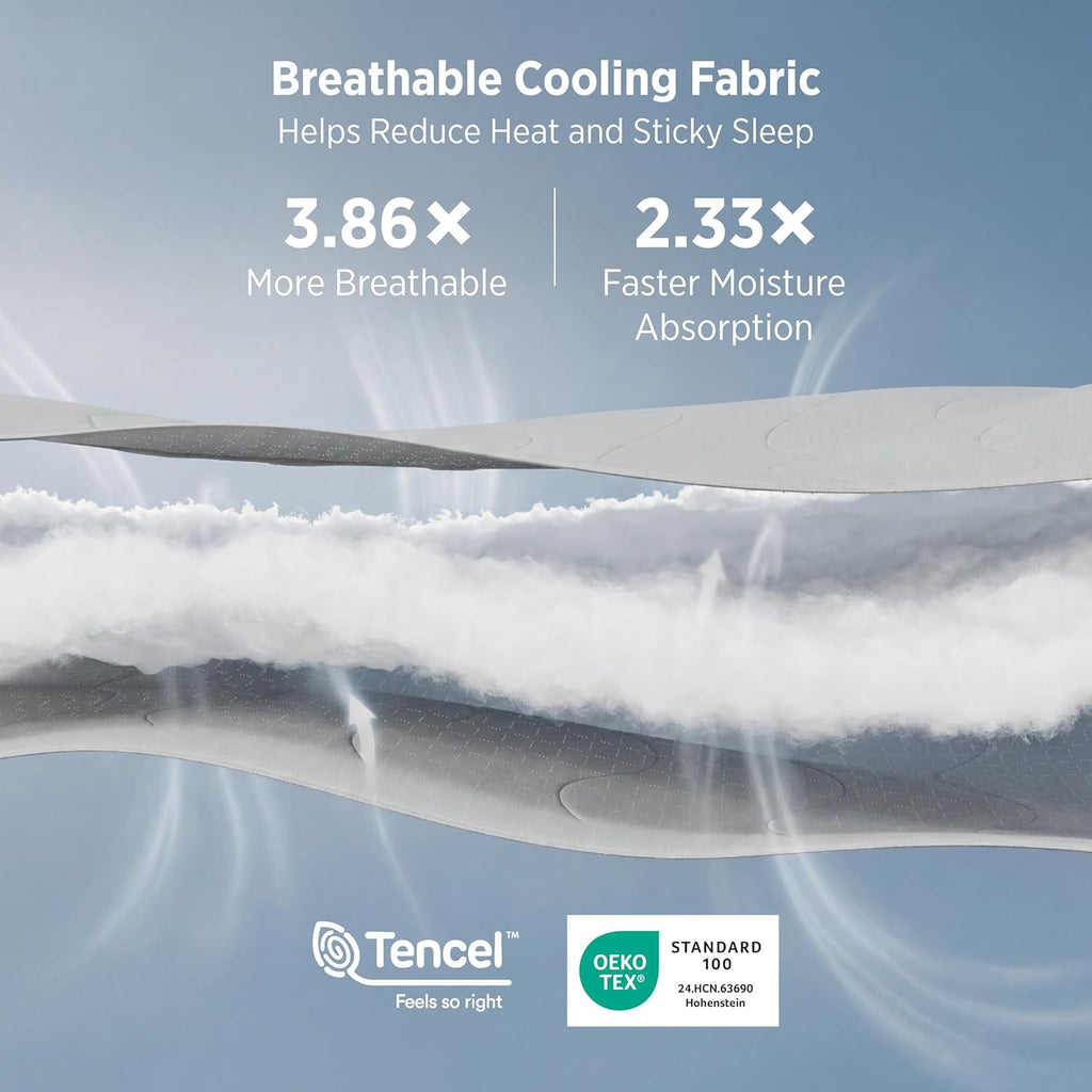 Bedsure CoolOxy Cooling Comforter King Size - 4X Breathable & Q-Max>0.45 Summer Comforter, Cooling Blankets for Hot Sleepers, Bedding for Night Sweats, Lightweight Duvet, Grey, 102x90 Inches