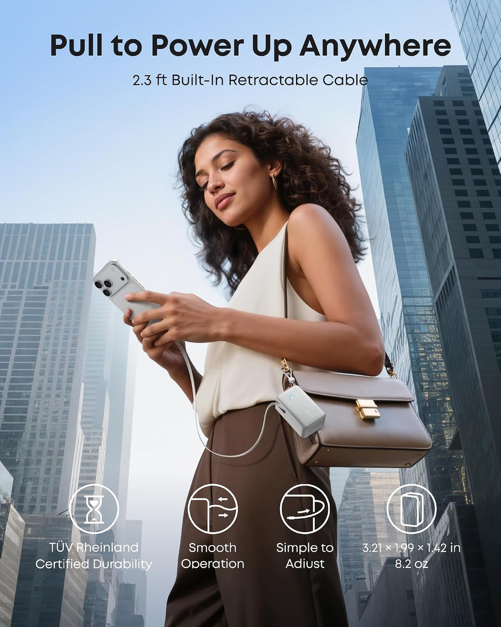 Anker Nano Portable Charger, 45W 10000mAh with 2.3 ft Retractable Cable, Compact Power Bank, Travel Essential Phone Battery Pack for iPhone 17/16 Series, iPad, Galaxy, Pixel, and More