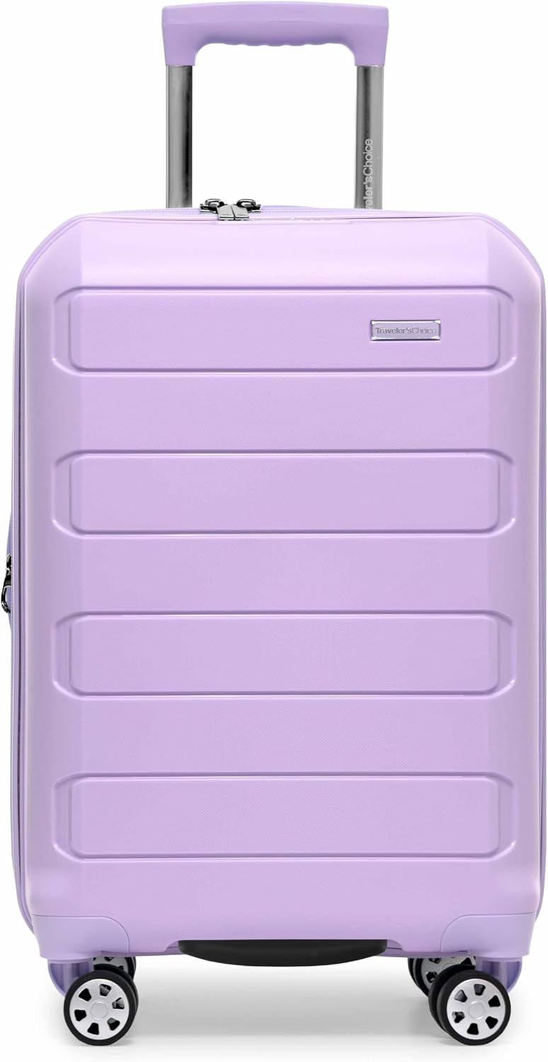 Traveler's Choice Pagosa Hardshell Expandable Luggage with Spinner Wheels, Lavender, 22-Inch Carry-on