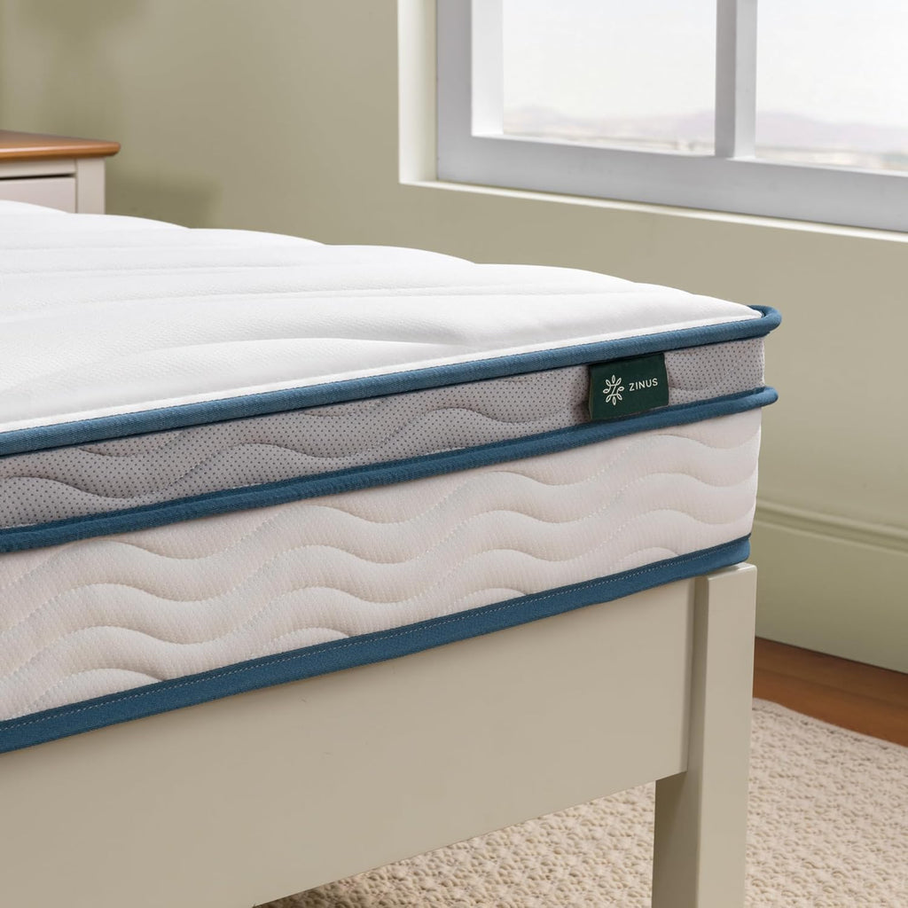 Zinus 6 Inch Spring Sensation Hybrid Mattress [New Version], Medium Firm Feel, Fiberglass Free, Youth and Guest Bedroom, Mattress in A Box, Twin