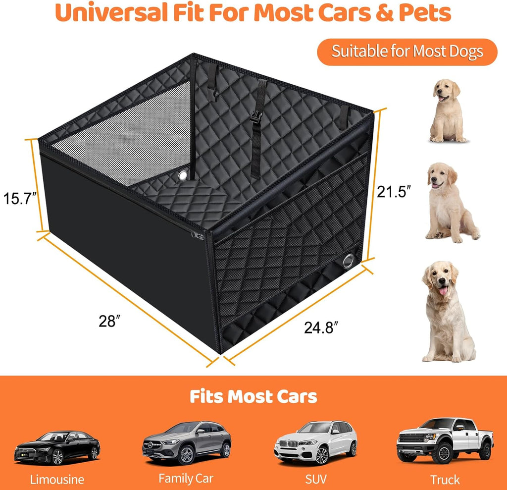 URPOWER Hard Bottom Dog Car Seat for Large Medium Dogs, Dog Back Seat Extender with 3-Sided Hard Boards, Waterproof Pet Backseat Cover Dogs Hammock for Large Cars, Trucks and SUVs, Holds up to 200 lbs
