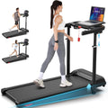 Treadmill with Desk Workstation & Adjustable Height, 450 lbs Weight Capacity, Folding Incline Treadmill with Handle Bar, Portable Ultra-Quiet 3.5HP Walking Pad Treadmill with Desktop for Home Office