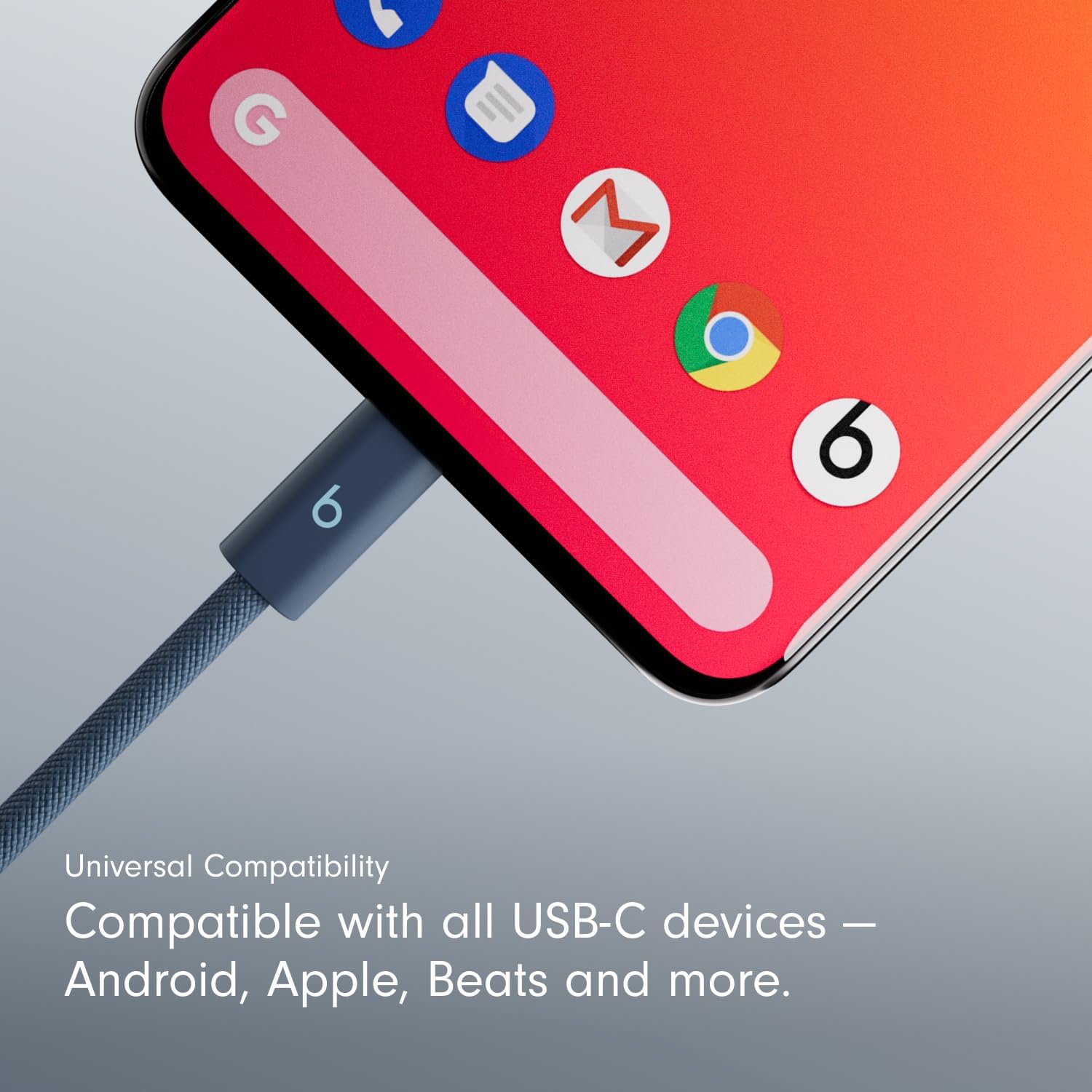 Beats 240W USB-C to USB-C Braided Cable, Fast Charging, Durable/Tangle Free, Compatible with Apple and Android Devices (3 m/10 ft) – Nitro Navy
