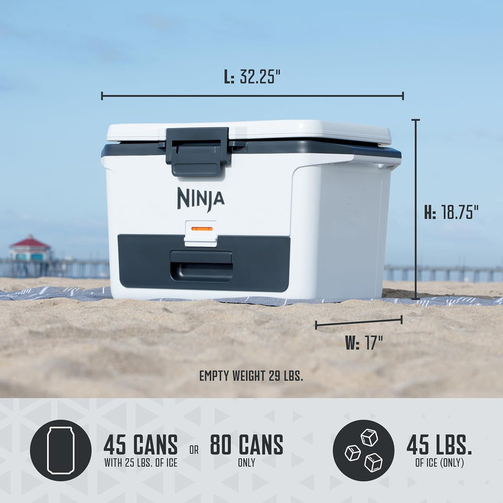 Ninja FrostVault 50qt Hard Cooler with Dry Zone | Integrated Fridge-Temp Dry Storage Drawer | Premium Heavy-Duty Insulated Cooler | Keeps Ice Cold for Days | Spanish Moss | FB151GN1