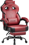 GTPLAYER Big & Tall Gaming Chair, 90°-155° Adjustable Reclining Office Seat with Footrest, Ergonomic Comfy Computer Desk Chair for Adults, Home Office Gaming Study Use, Wine Red (Leather)