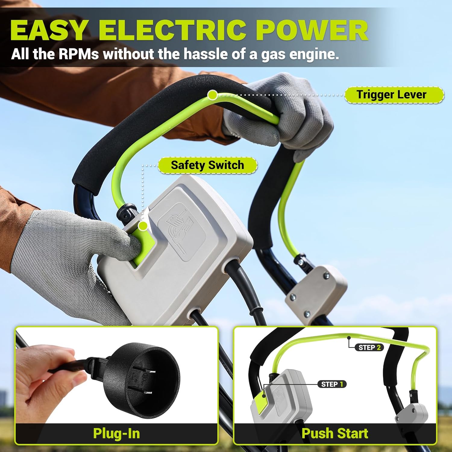 Cultivator Tiller for Gardening:18 Inch Electric Tiller with 6 Steel Tines, Corded 15 Amp Garden Rototiller for Soil Digging with Adjustable Wheels DEKOPRO