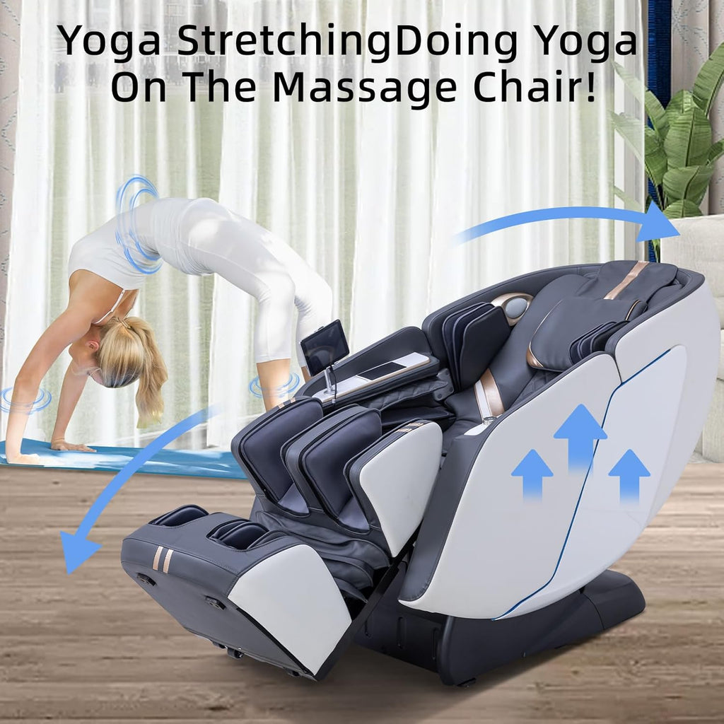 MassaMAX 4D Full Body Massage Chair for Daily Comfort Upgrade-Yoga Stretch, AI Voice Control, 55" SL Track, Zero Gravity, Extendable Footrest, 15 Modes, Foot Rollers, Waist & Calves Heating with Cover