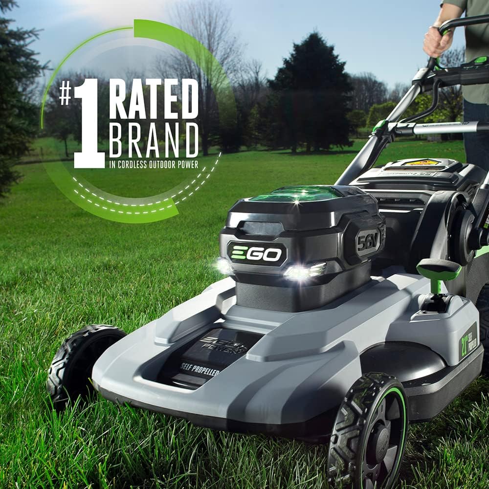 EGO Power+ LM2102SP-A 21-Inch 56-Volt Lithium-ion Self-Propelled Cordless Lawn Mower, (2) 4.0Ah Battery and Rapid Charger Included