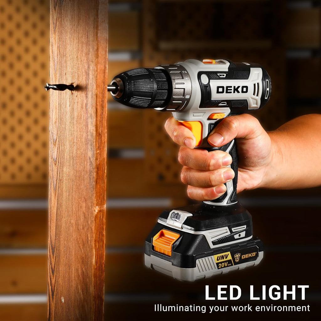 Power Drill Cordless: DEKOPRO Cordless Drill 20V Electric Power Drills Set Tool Drills Cord-less Set with Battery and Charger