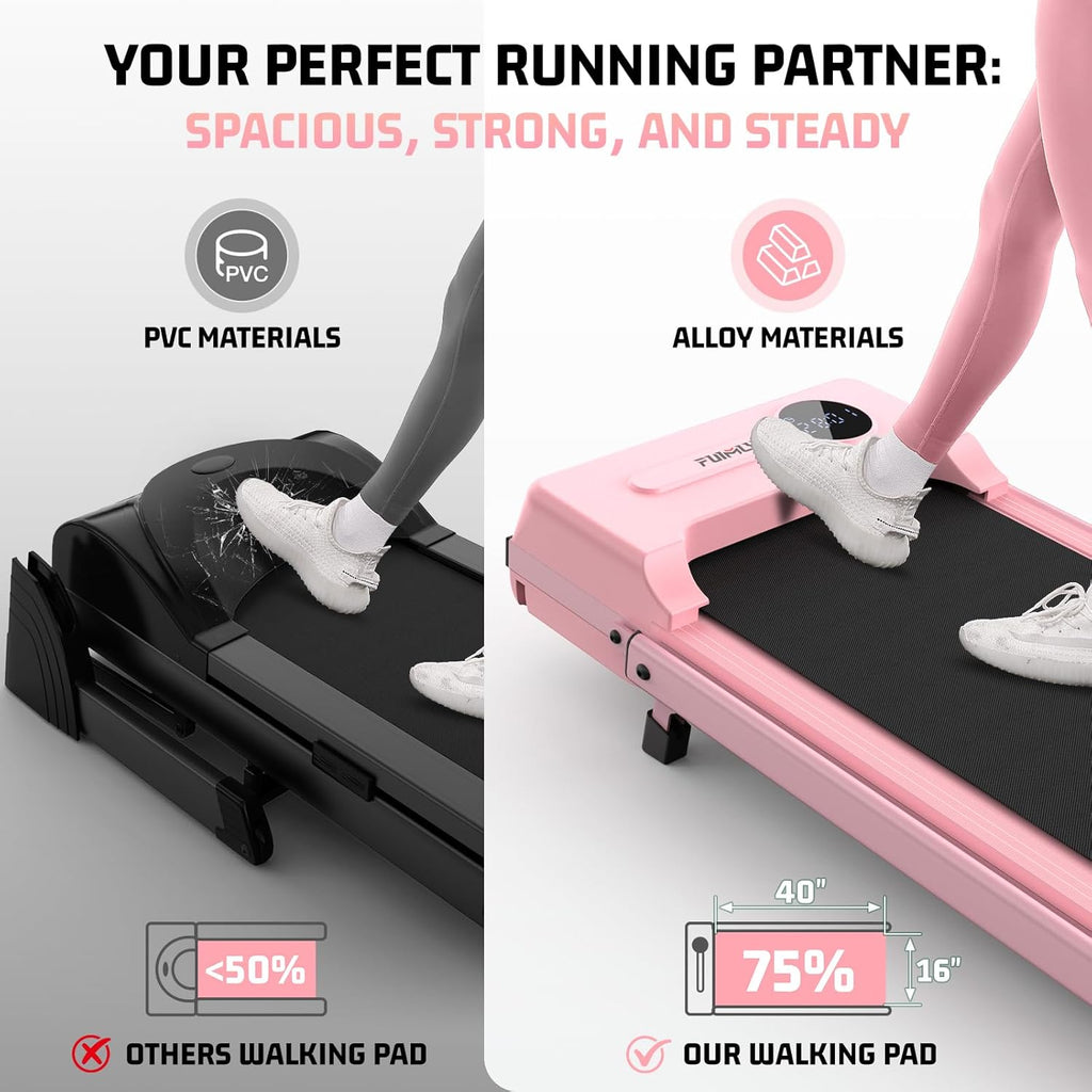 FUNMILY Walking Pad Treadmill with Incline, Foldable Treadmills for Home Office, Portable Walking Pad 300lbs Capacity, Remote Control, Led Touch Screen, 2s Folding Treadmill