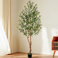 VIVATREES 7FT Olive Tree Artificial Indoor, 84in Tall Faux Olive Tree with Pot, Fake Potted Tree with Fruits for Home Office Decor