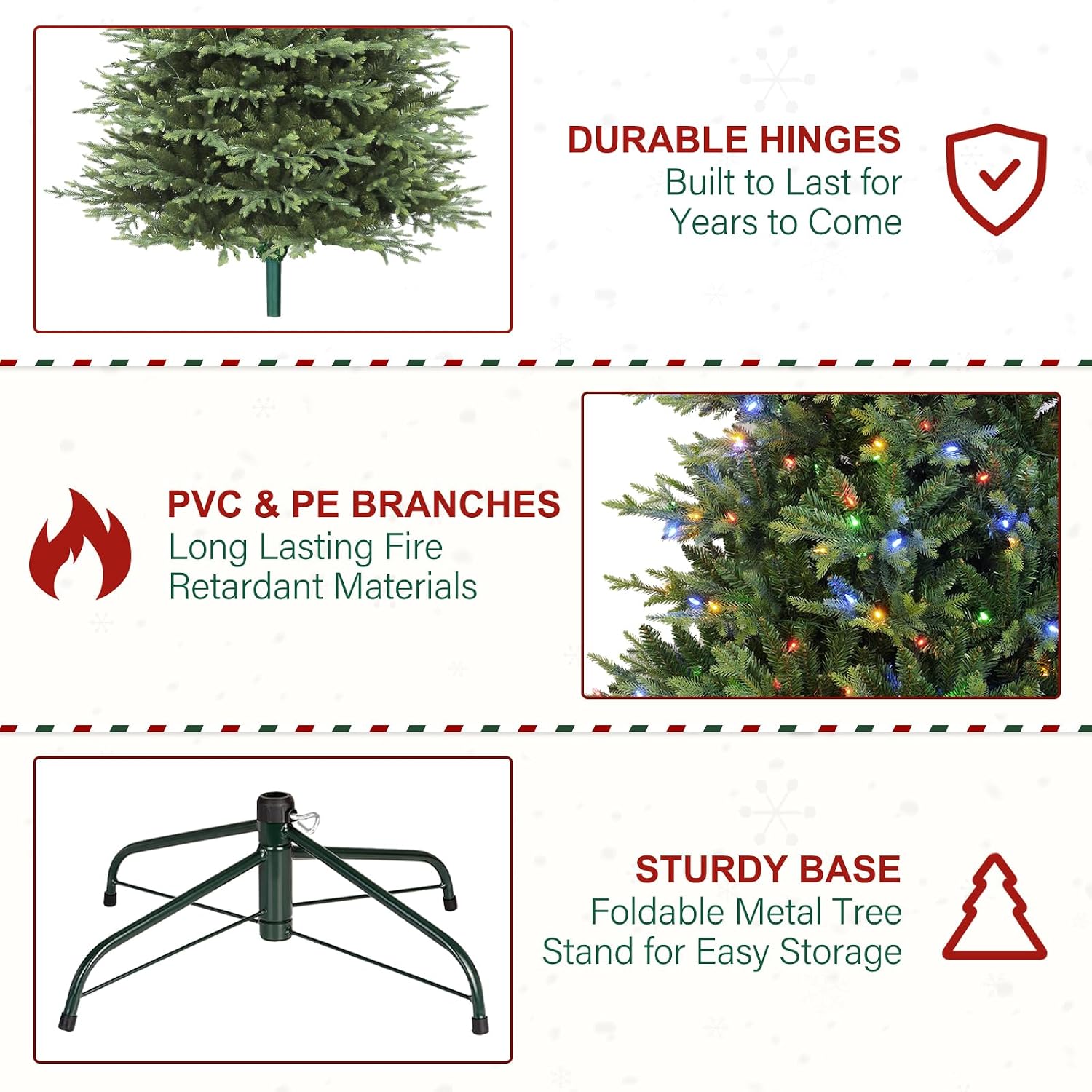 9 ft Lighted Artificial Christmas Tree, 600 Color Changing LED Lights, 5149 PE&PVC Mixed Branch Tips, Metal Base and Hinged Branches for Party, Home, Holiday, 10 Modes