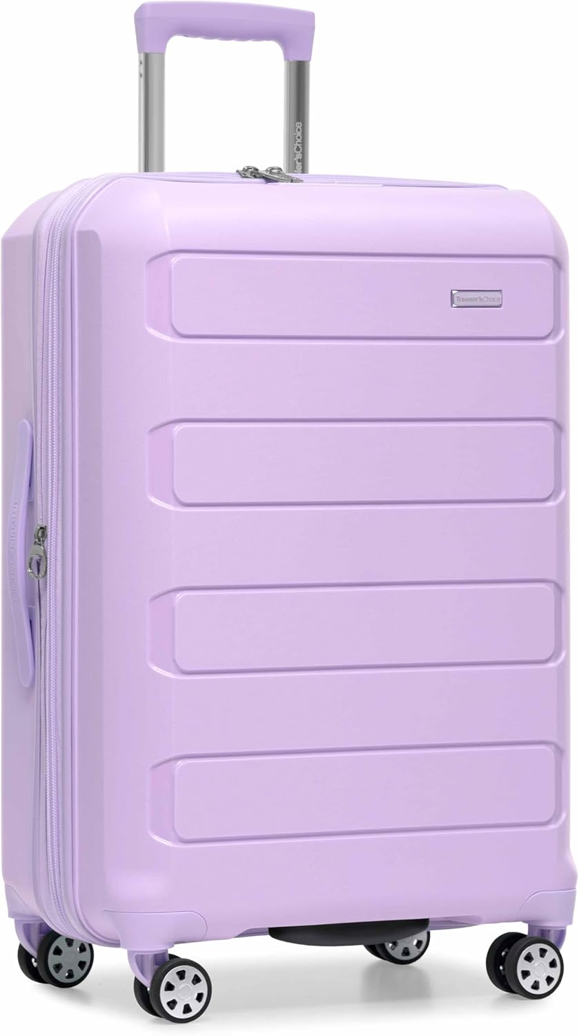 Traveler's Choice Pagosa Hardshell Expandable Luggage with Spinner Wheels, Lavender, 27-Inch Medium