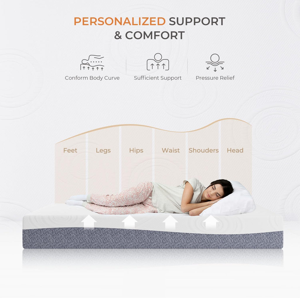 Sweetnight King Mattress, 12 Inch Gel Memory Foam Mattress for Comfy Sleep & Pressure Relief, Plush Foam Mattress with Motion Isolation, Mattress in a Box, Luna,Gray/White