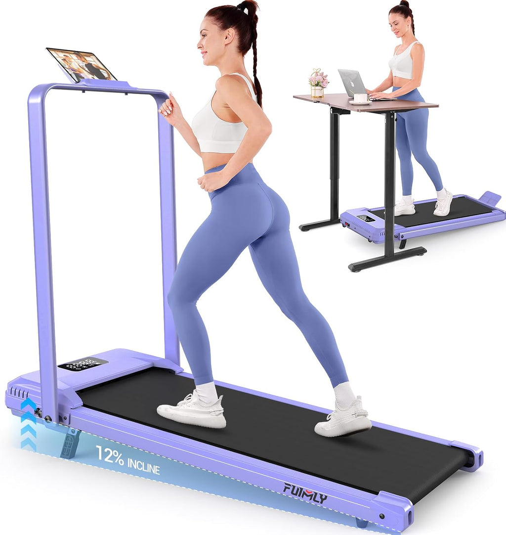 FUNMILY Walking Pad Treadmill with Incline, Foldable Treadmills for Home Office, Portable Walking Pad 300lbs Capacity, Remote Control, Led Touch Screen, 2s Folding Treadmill