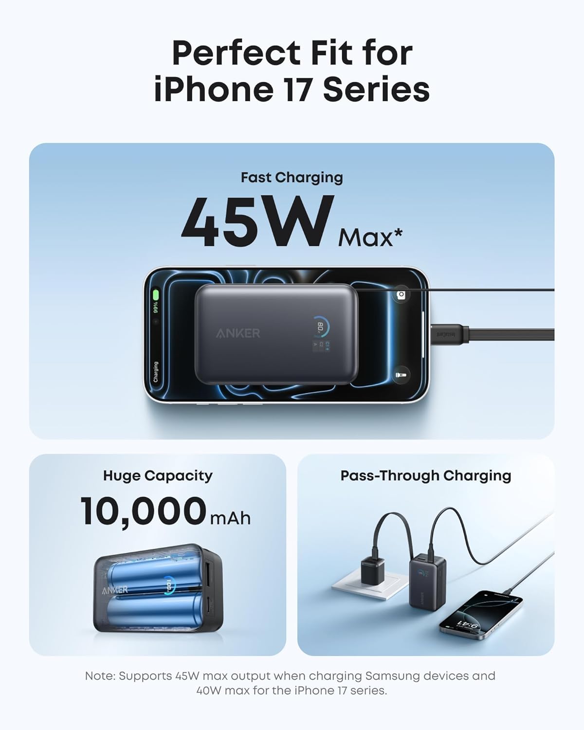 Anker Nano Portable Charger, 45W 10000mAh with 2.3 ft Retractable Cable, Compact Power Bank, Travel Essential Phone Battery Pack for iPhone 17/16 Series, iPad, Galaxy, Pixel, and More
