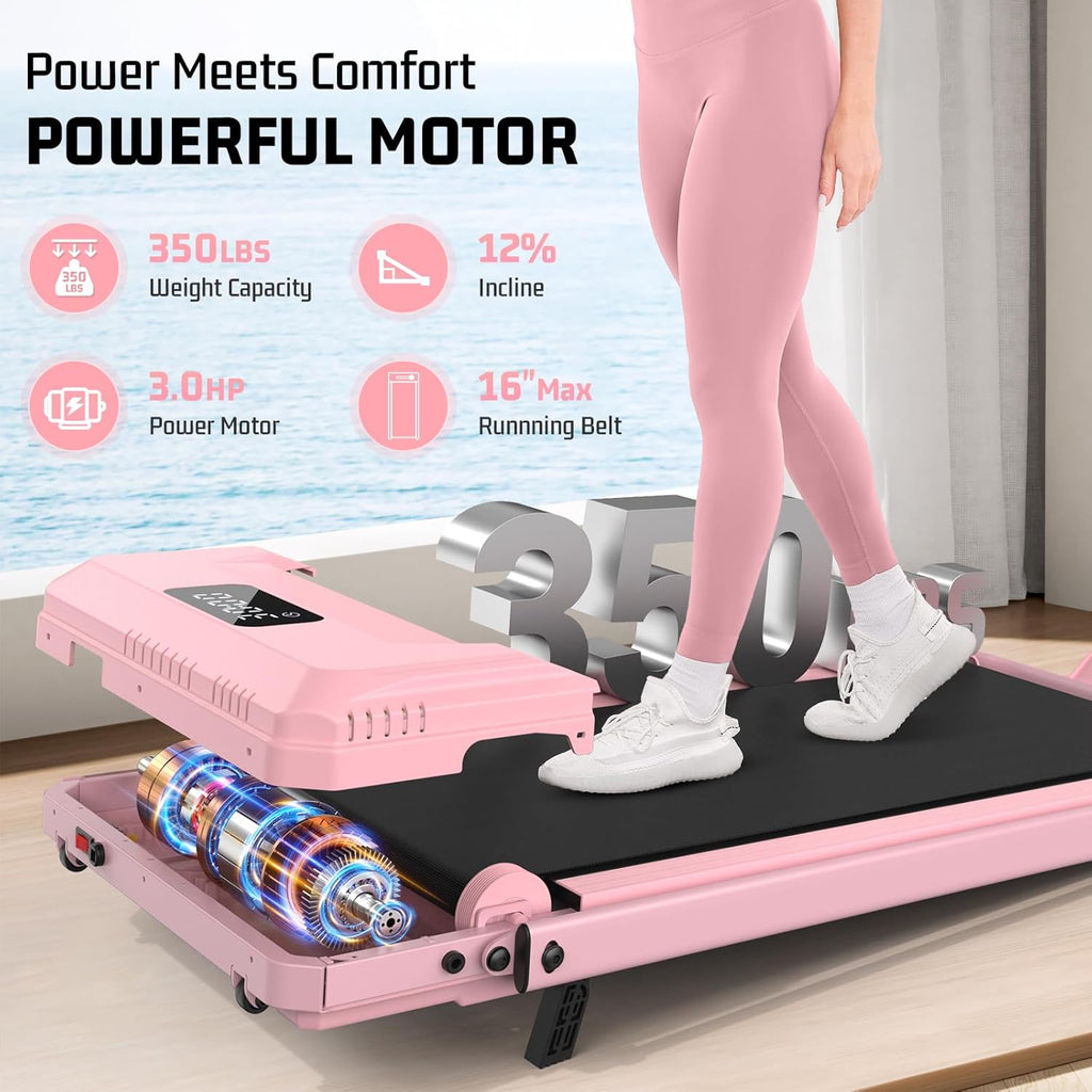 FUNMILY Walking Pad Treadmill with Incline, Foldable Treadmills for Home Office, Portable Walking Pad 300lbs Capacity, Remote Control, Led Touch Screen, 2s Folding Treadmill