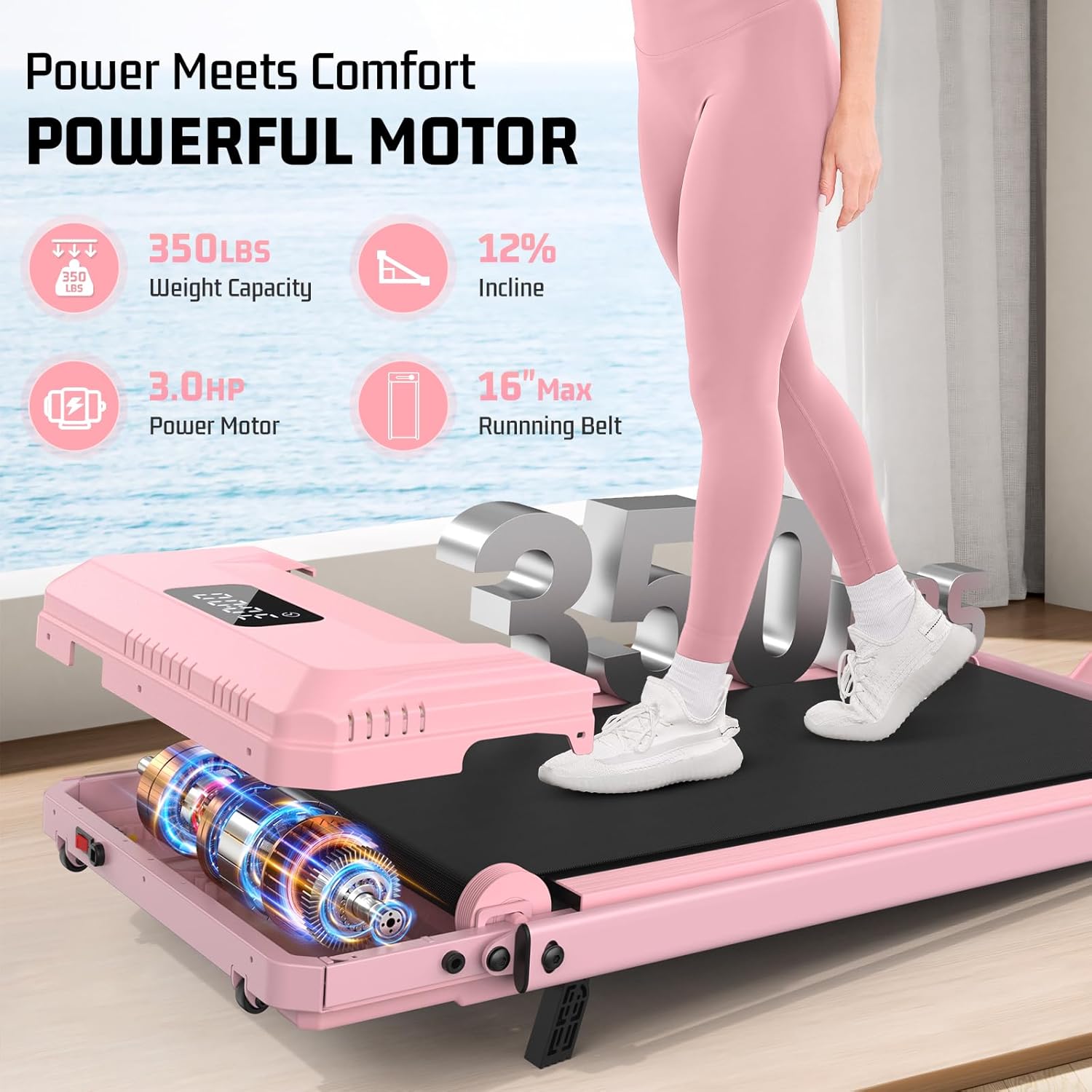 FUNMILY Walking Pad Treadmill with Incline, Foldable Treadmills for Home Office, Portable Walking Pad 300lbs Capacity, Remote Control, Led Touch Screen, 2s Folding Treadmill