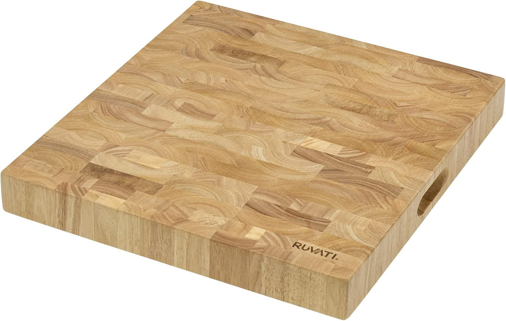 Ruvati 17 x 16 x 2 inch thick End-Grain French Oak Butcher Block Solid Wood Large Cutting Board - RVA2445OAK