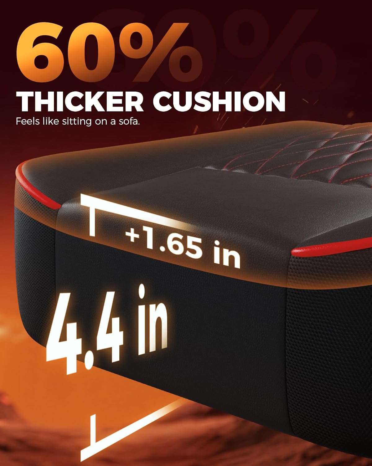 GTPLAYER Gaming Chair, Computer Office Chair with Pocket Spring Cushion, Linkage Armrests, Comfortable Leather Computer Chair, Black & Red